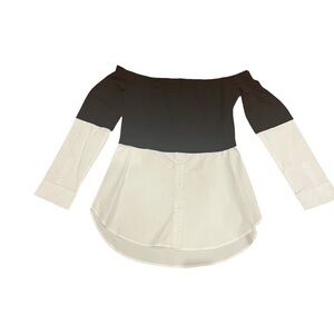 DO+BE Off-Shoulder Black and White Blouse.  NWOT
